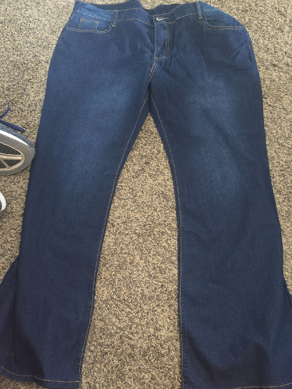 Women's Dark Blue Flare Jeans - Comfortable Wide Leg